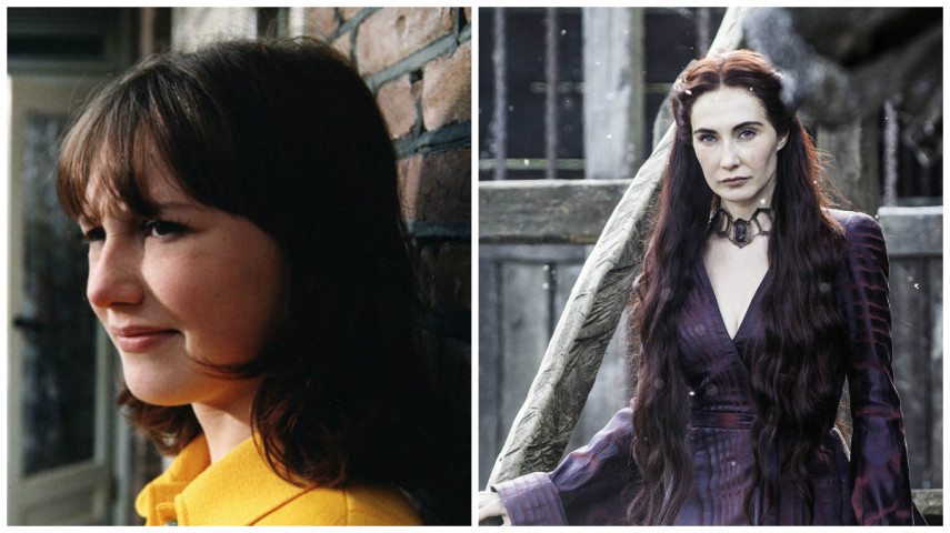 Carice como Suzy em 1999, em Suzy Q. Na foto ao lado, como Melisandre em GoT