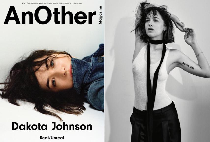 Dakota Johnson posou muito sexy para revista Another. Ela deveria estar sem qualquer maquiagem, mas os fãs não acreditaram na revista