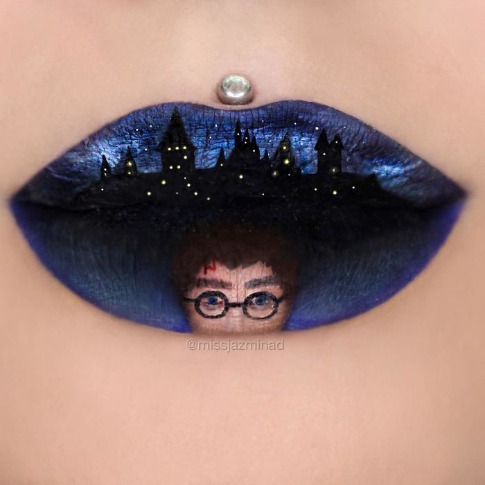 A australiana Jazmina Daniel faz lip art 