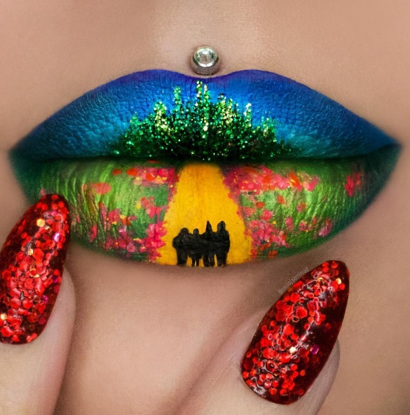 A australiana Jazmina Daniel faz lip art 