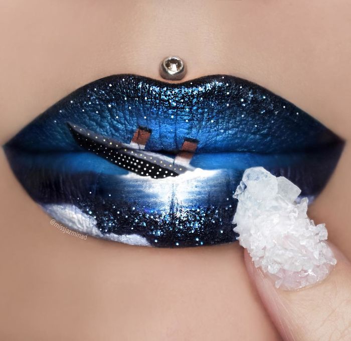 A australiana Jazmina Daniel faz lip art 