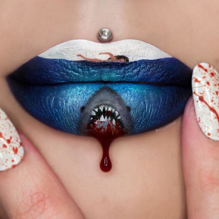 A australiana Jazmina Daniel faz lip art 