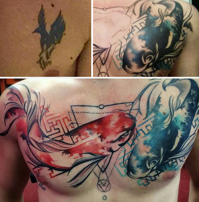 É aquele ditado, né: tem tatuagem que vai dar ruim, não tem jeito. Mas nem tudo é o fim do mundo! Eis algumas ideias de cobertura que podem funcionar no seu caso ;)