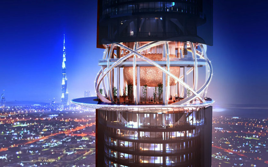 O hotel ficará pronto em 2018 e fica em Dubai, nos Emirados Árabes. Serão duas torres de 47 andares, que terão restaurantes, bares, piscina e até uma floresta tropical!