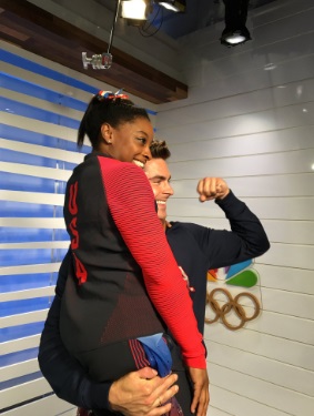 A ginasta já tinha contado que era fã do ator e finalmente encontrou com ele no estúdio da NBC, no Rio de Janeiro
