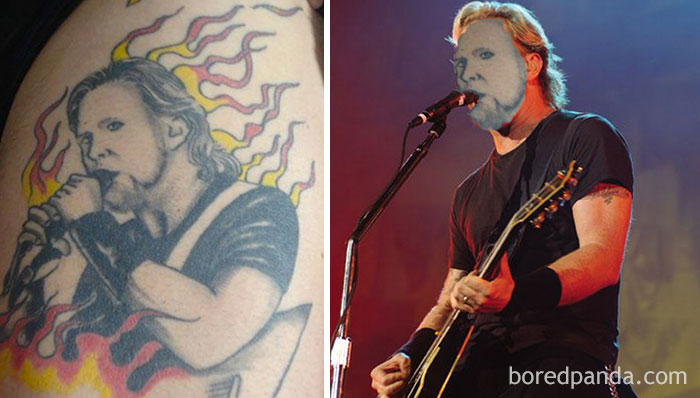 Tatuagens desastrosas trocadas pelo objeto da homenagem