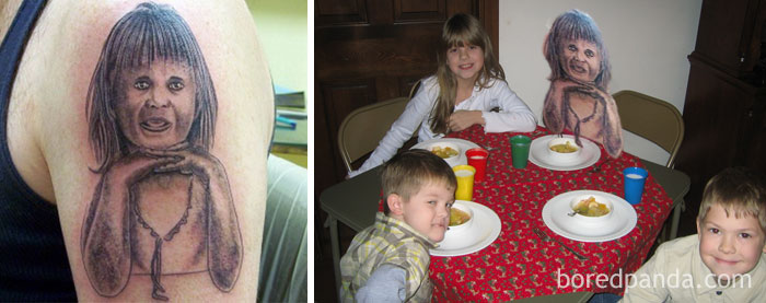Tatuagens desastrosas trocadas pelo objeto da homenagem
