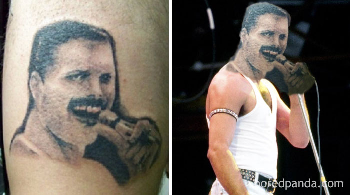 Tatuagens desastrosas trocadas pelo objeto da homenagem