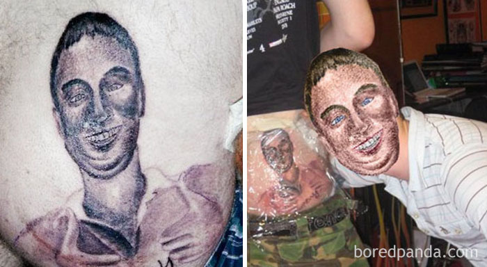 Tatuagens desastrosas trocadas pelo objeto da homenagem