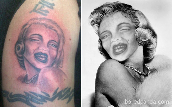 Tatuagens desastrosas trocadas pelo objeto da homenagem