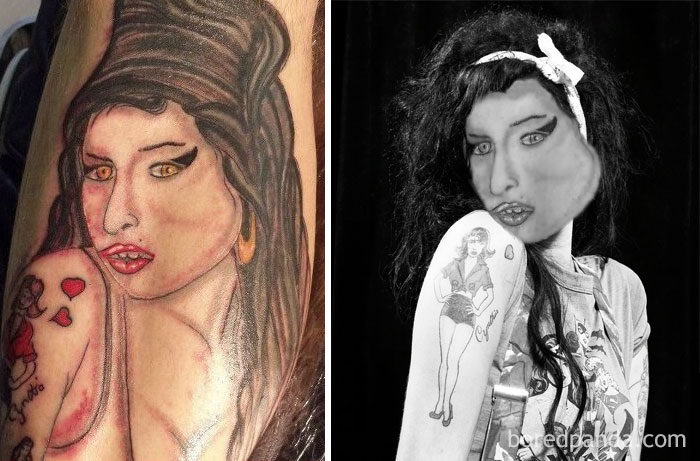 Tatuagens desastrosas trocadas pelo objeto da homenagem