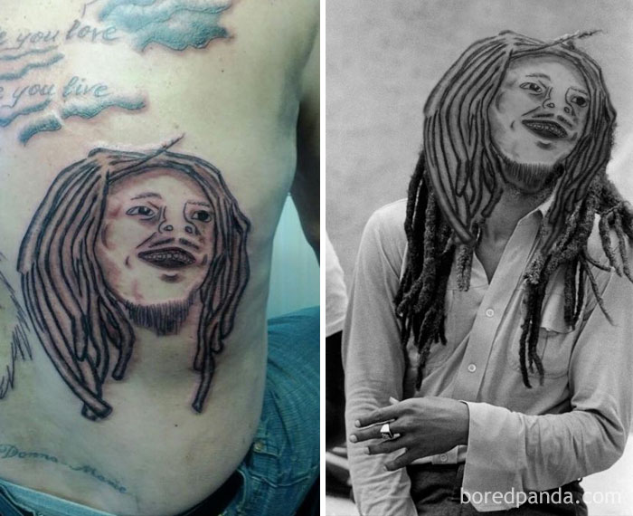 Tatuagens desastrosas trocadas pelo objeto da homenagem