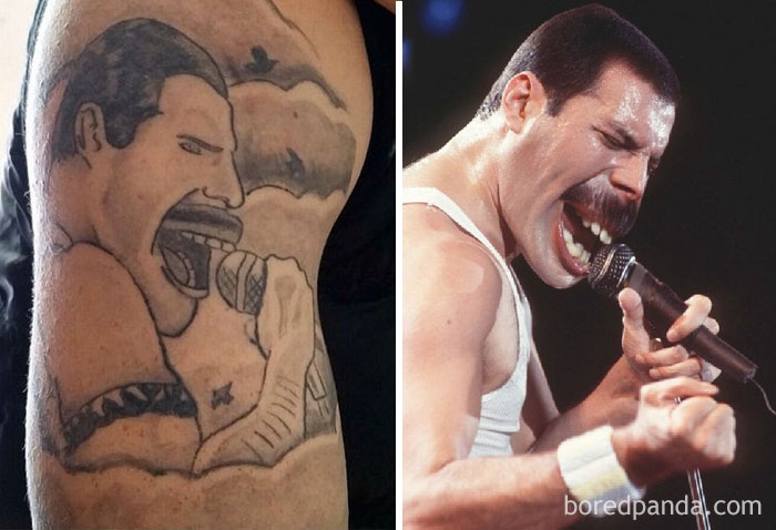 Tatuagens desastrosas trocadas pelo objeto da homenagem
