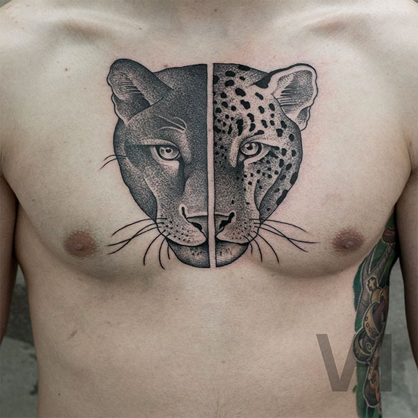 O tatuador alemão Valentin Hirsch combina simetria e elementos da natureza em tatuagens que mais parecem verdadeiras obras de arte. Olha só que animal!