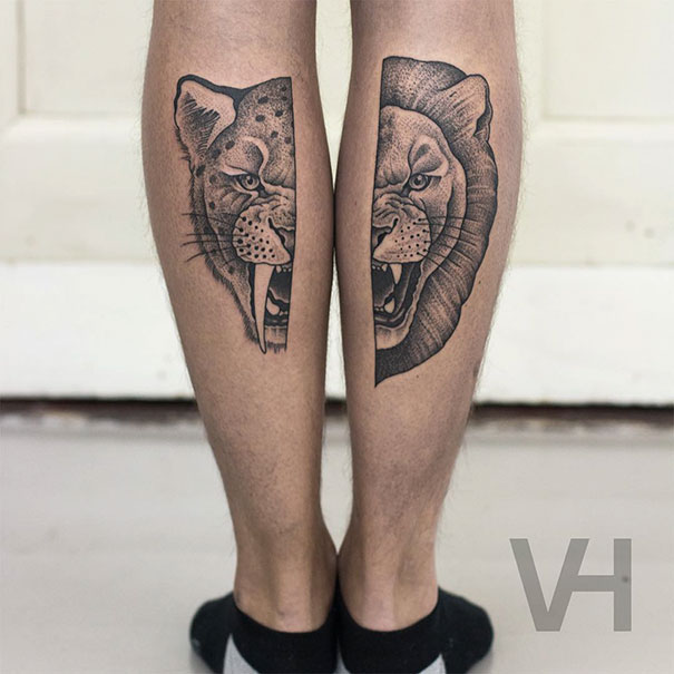 O tatuador alemão Valentin Hirsch combina simetria e elementos da natureza em tatuagens que mais parecem verdadeiras obras de arte. Olha só que animal!