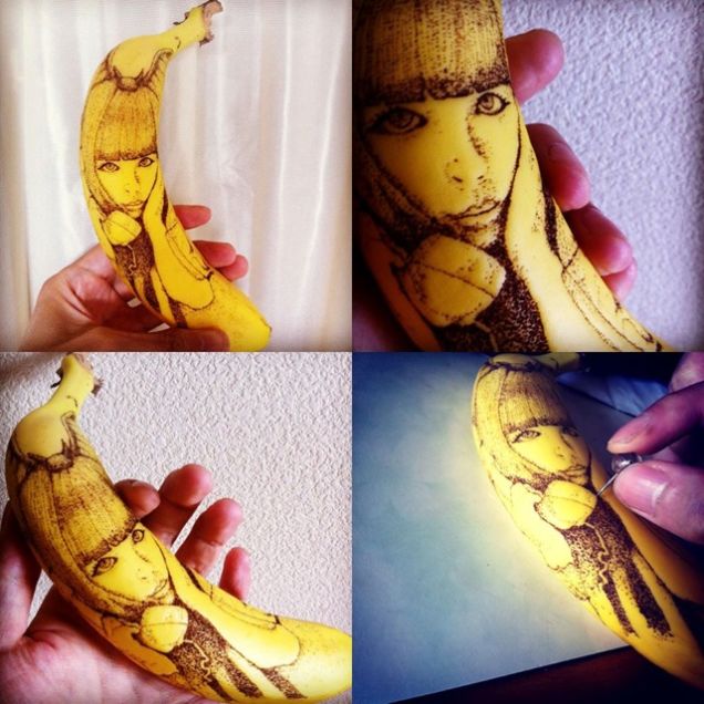 Tatuagens em bananas deixam japonês famoso