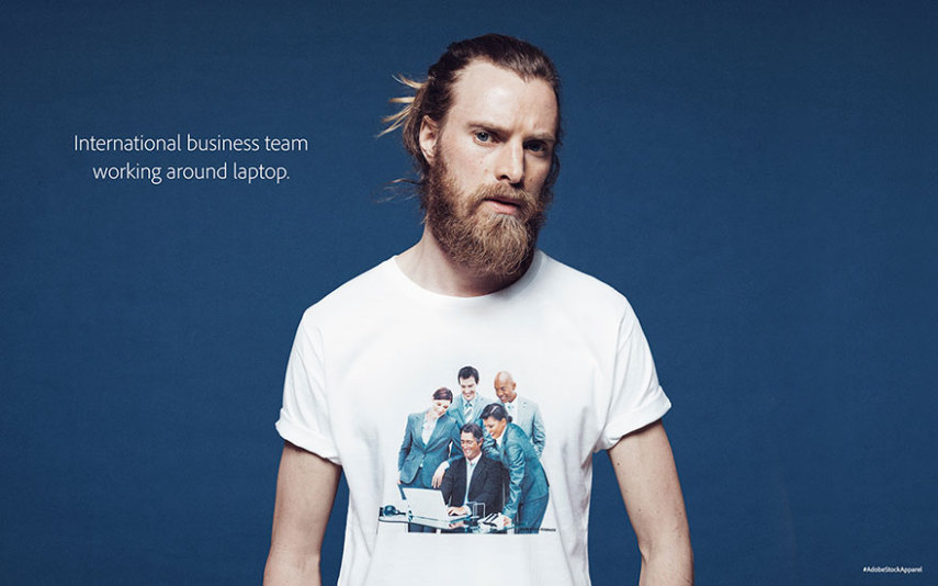 Para promover o novo banco de imagens royalty-free da empresa, a Adobe criou a Adobe Stock Apparel, 