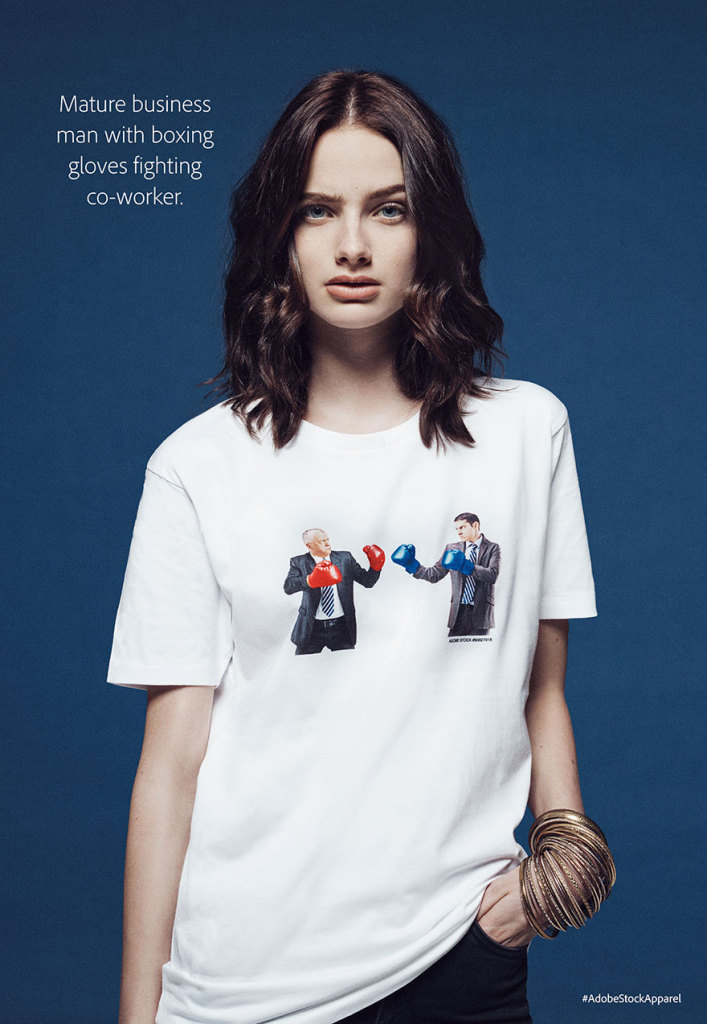Para promover o novo banco de imagens royalty-free da empresa, a Adobe criou a Adobe Stock Apparel, 
