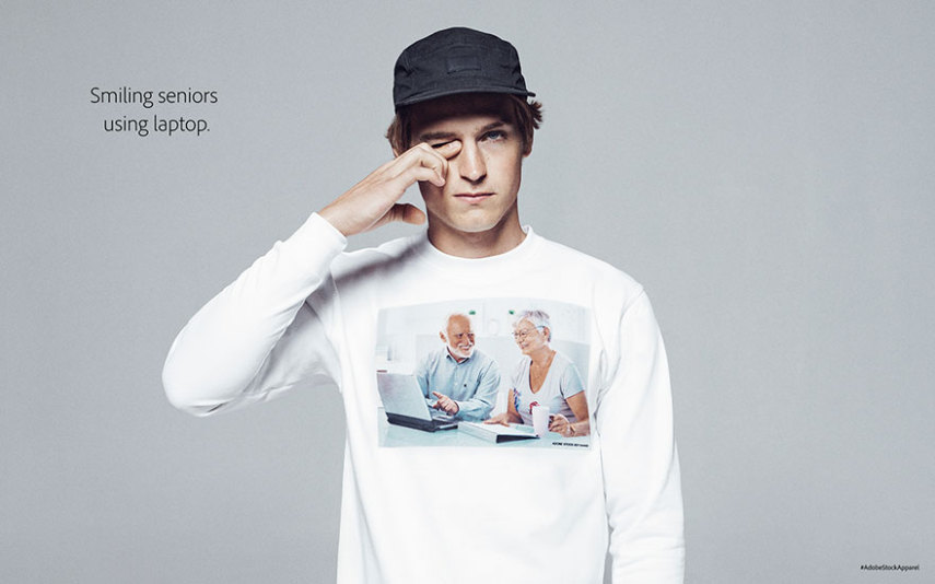 Para promover o novo banco de imagens royalty-free da empresa, a Adobe criou a Adobe Stock Apparel, 