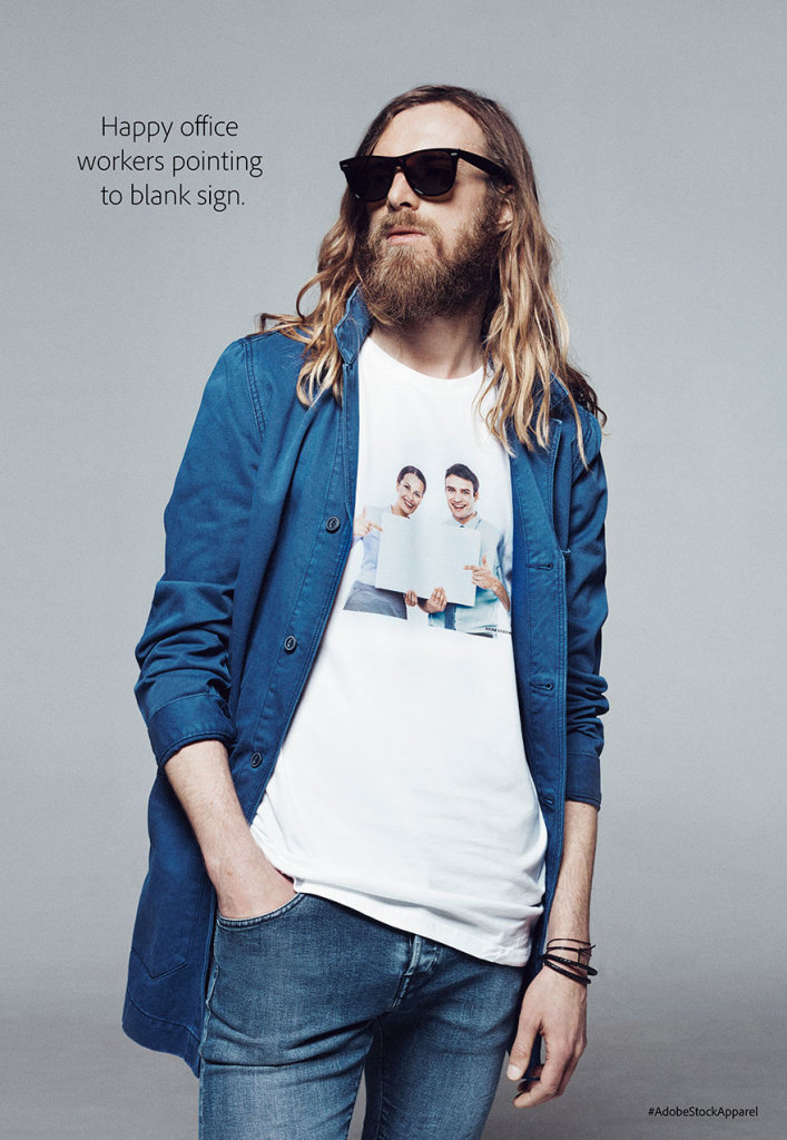 Para promover o novo banco de imagens royalty-free da empresa, a Adobe criou a Adobe Stock Apparel, 