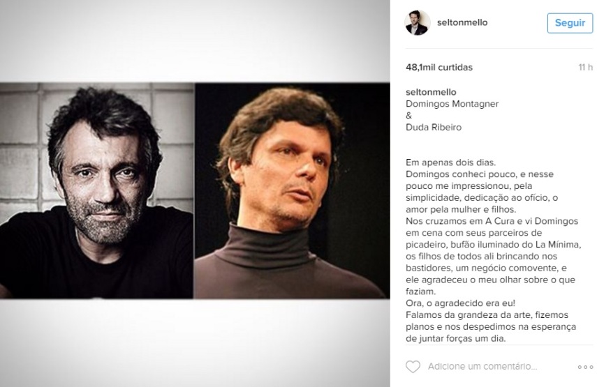 O ator morreu na tarde da última quinta-feira (15) afogado no rio São Francisco, em Canindé, Sergipe. Cantores, atores e apresentadores relembraram momentos de trabalho ao lado de Domingos e escreveram mensagens emocionadas na tentativa de entender e aceitar a tragédia.