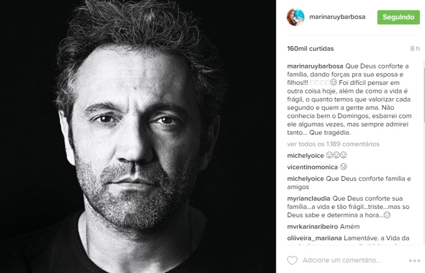 O ator morreu na tarde da última quinta-feira (15) afogado no rio São Francisco, em Canindé, Sergipe. Cantores, atores e apresentadores relembraram momentos de trabalho ao lado de Domingos e escreveram mensagens emocionadas na tentativa de entender e aceitar a tragédia.