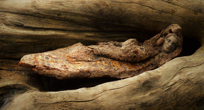 Canadense faz esculturas com troncos e elementos da natureza