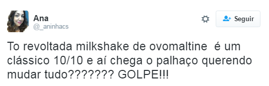A internet não está sabendo lidar com a troca de mãos do clássico milkshake. O McDonald's acaba de anunciar que agora tem exclusividade do uso da marca no Brasil.
