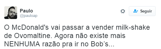 A internet não está sabendo lidar com a troca de mãos do clássico milkshake. O McDonald's acaba de anunciar que agora tem exclusividade do uso da marca no Brasil.