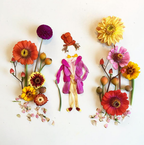 A artista botânica Bridget Beth Collins encontrou em flores e folhas a inspiração perfeita para reimaginar desenhos e personagens inusitados