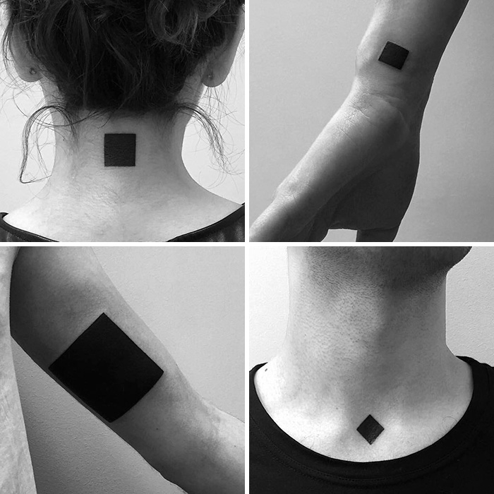 O artista russo Stanislaw Wilczynski cria tatuagens geométricas minimalistas de linhas retas e as batizou de 