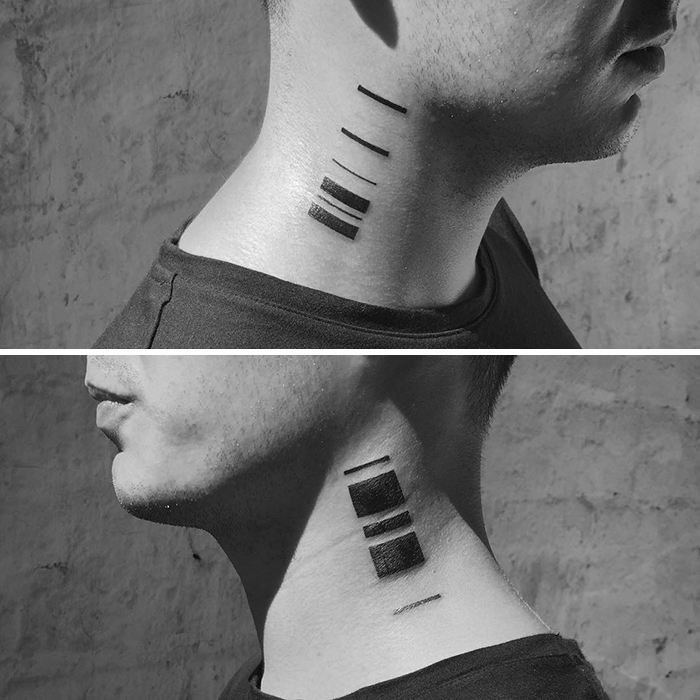 O artista russo Stanislaw Wilczynski cria tatuagens geométricas minimalistas de linhas retas e as batizou de 