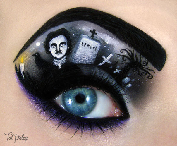 O Dia das Bruxas, comemorado no dia 31 de outubro, está chegando! A proximidade da data inspirou a beauty artist Tal Peleg, e ela criou inacreditáveis maquiagens usando seus próprios olhos como verdadeiras telas de arte.