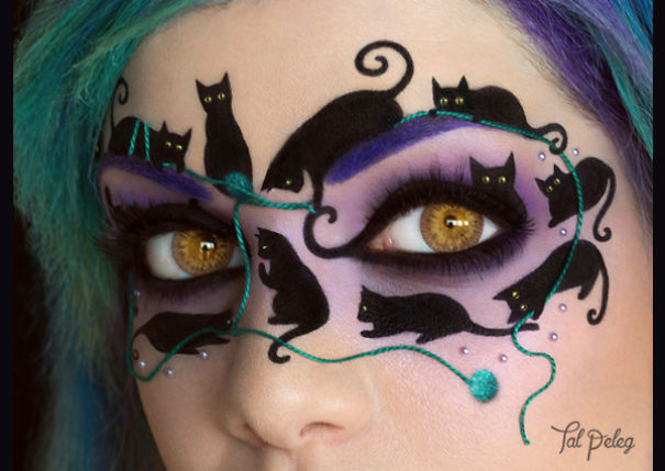 O Dia das Bruxas, comemorado no dia 31 de outubro, está chegando! A proximidade da data inspirou a beauty artist Tal Peleg, e ela criou inacreditáveis maquiagens usando seus próprios olhos como verdadeiras telas de arte.