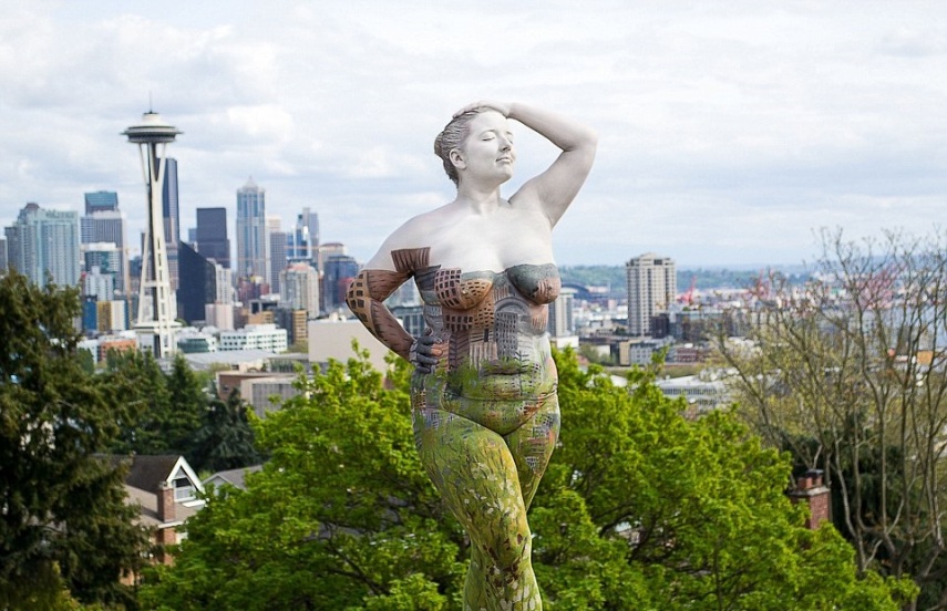Artista nova-iorquina camufla modelos nus em grandes pontos turísticos apenas com pintura corporal