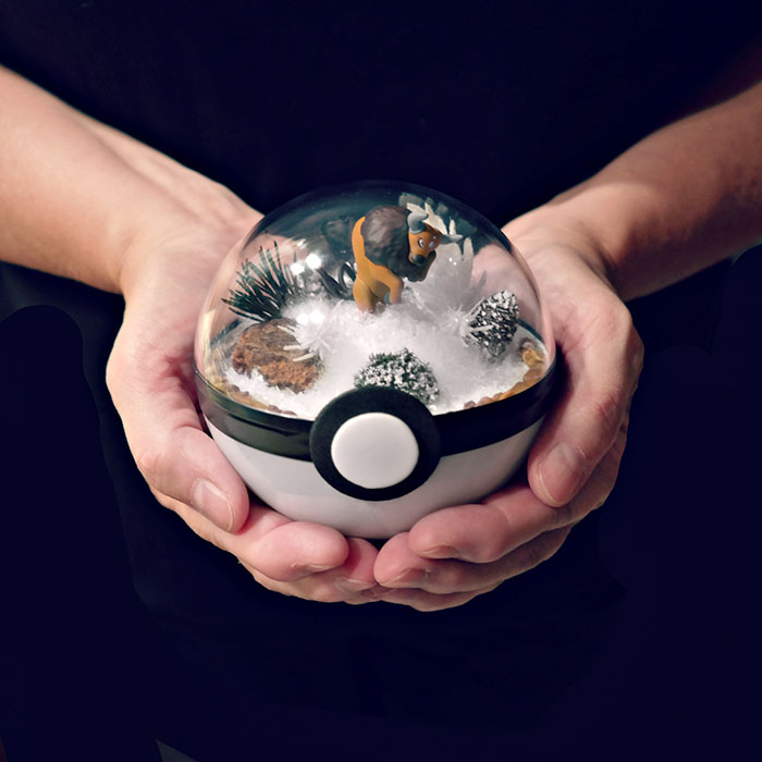Lauren é uma artista do Texas, nos Estados Unidos, que cria terrários em formato de pokébola