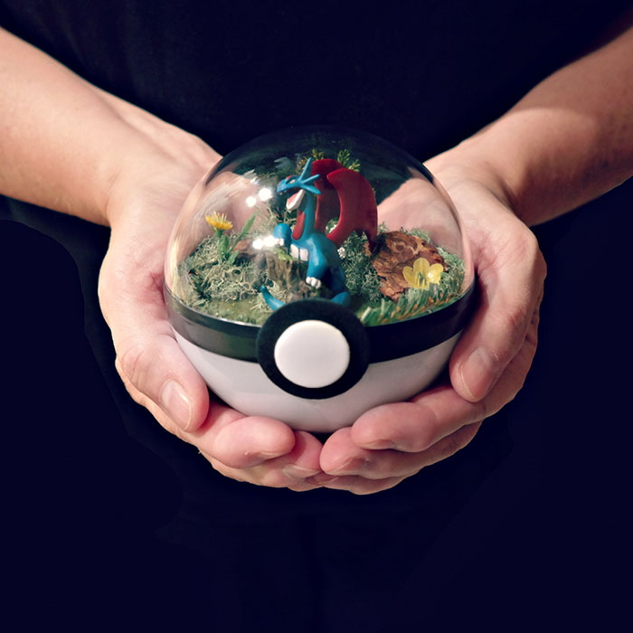 Lauren é uma artista do Texas, nos Estados Unidos, que cria terrários em formato de pokébola
