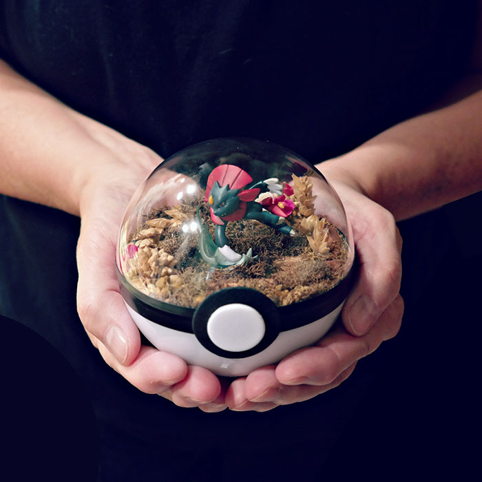 Lauren é uma artista do Texas, nos Estados Unidos, que cria terrários em formato de pokébola