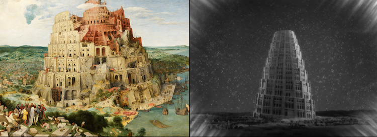 Pieter Bruegel the Elder, The Tower of Babel (1563) e Fritz Lang, Metropolis (1927)