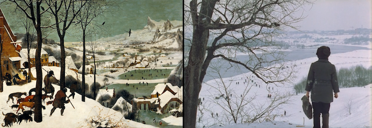 Pieter Bruegel the Elder, The Hunters in the Snow (1565) e Andrei Tarkovsky, The Mirror (1975)