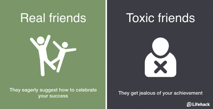 Amigos verdadeiros sempre sugerem comemorar suas conquistas. Amigos tóxicos sentem ciúmes do seu sucesso.