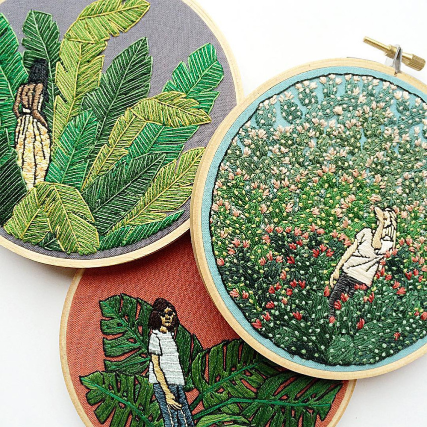 Artista dos EUA cria bordados inspirados no universo das plantas