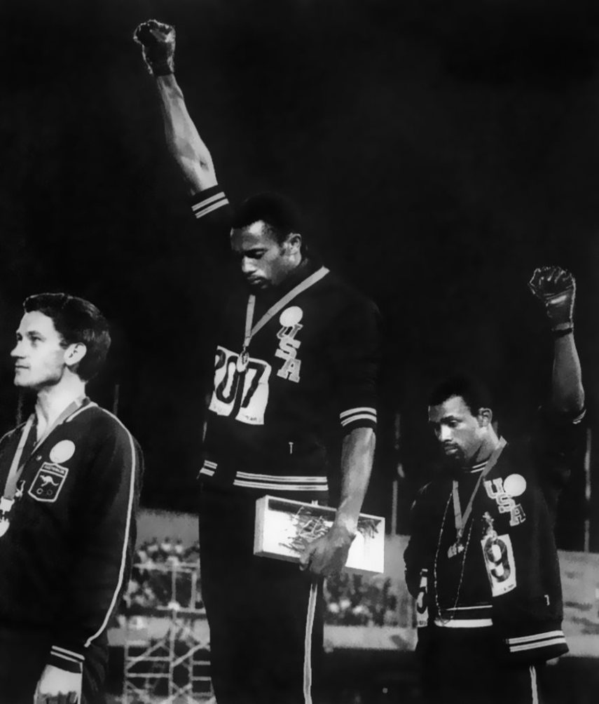 Pódio das Olimpíadas com atletas negros, em 1968