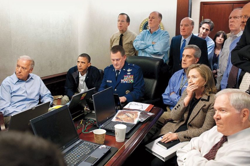 Sala da Casa Branca no dia em que Osama bin Laden foi morto pelo exército americano, em 2011