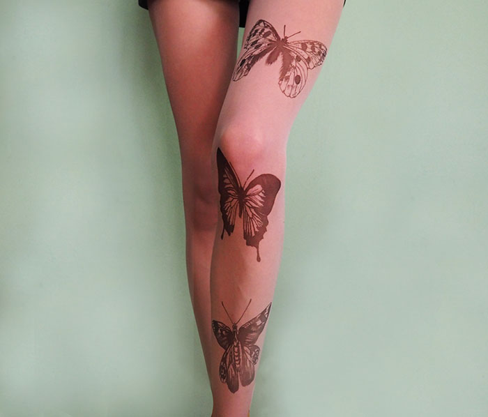Meias calças com desenhos imitam tatuagens 