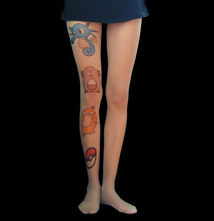 Meias calças com desenhos imitam tatuagens 