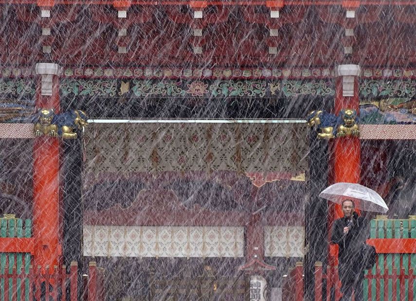 A capital do Japão amanheceu coberta por neve. Uma novidade, já que a cidade não via neve no mês de novembro, que ainda é outono, há 54 anos.