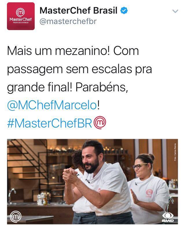 Marcelo é o primeiro finalista
