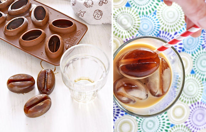 Forma de gelo para preparar deliciosos grãos de café