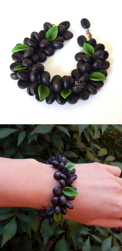 Pulseira com grãos de café